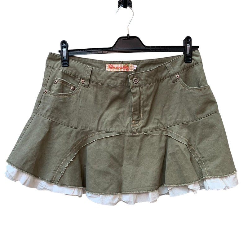 Blend She Y2K Khaki Denim Mini Skirt
