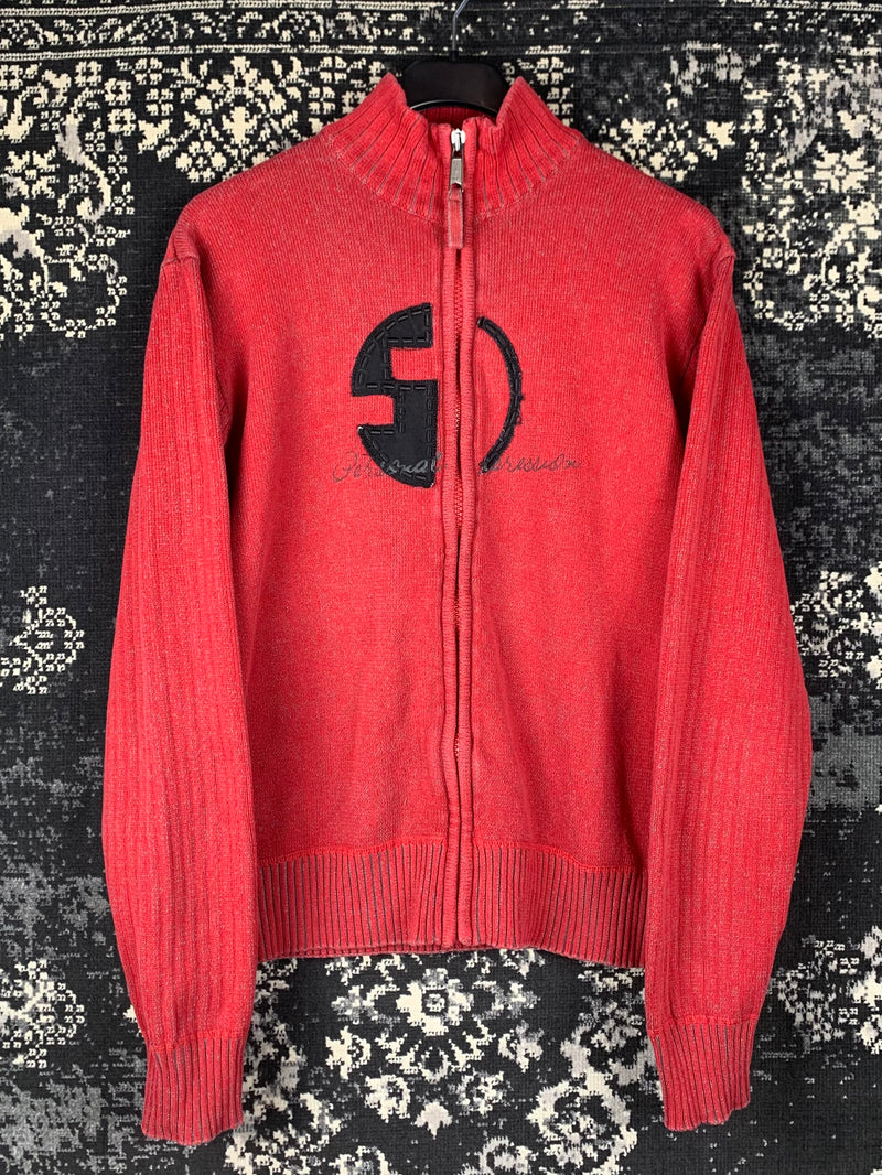 Men Y2K Vintage Shine Zip-Up Sweater