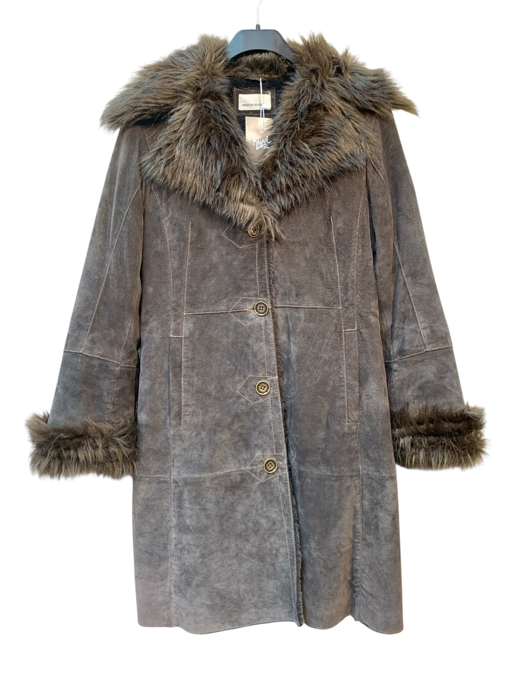 Rock'n Blue Faux Fur Trimmed Suede Coat