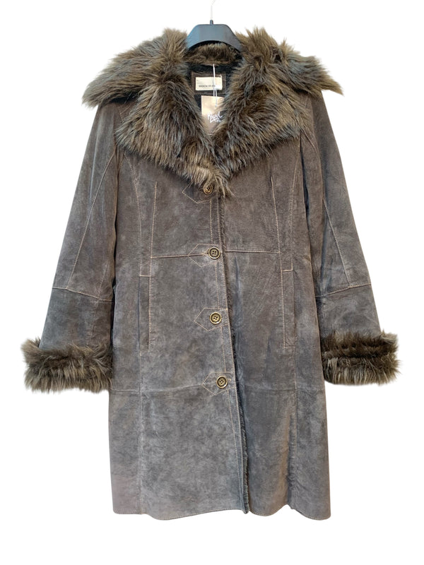 Rock'n Blue Faux Fur Trimmed Suede Coat