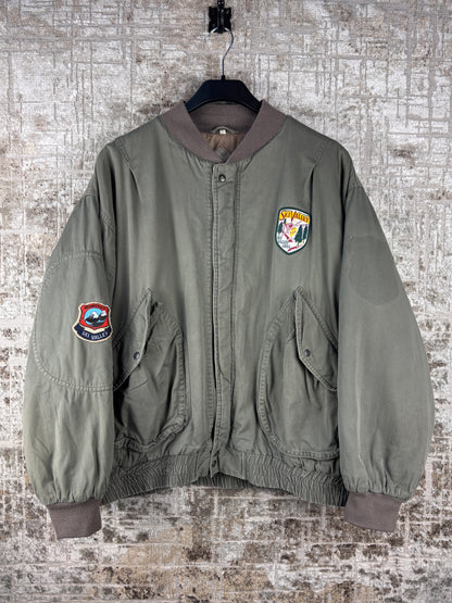 Mens Vintage Khaki Green Bomber Jacket