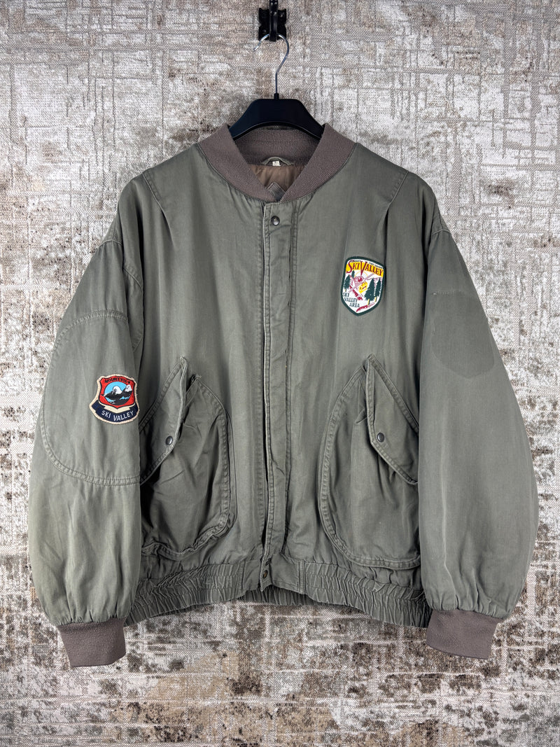 Mens Vintage Khaki Green Bomber Jacket