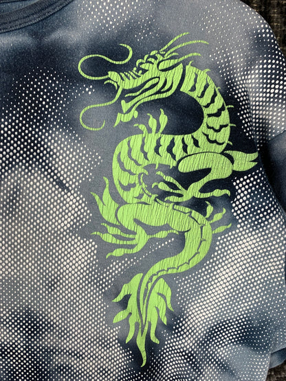 Y2K Men's Dark Blue Tie-Dye Tribal Print T-Shirt