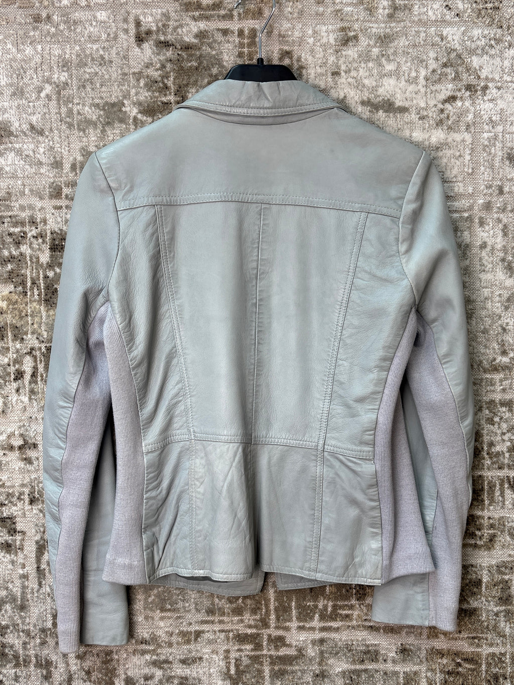 Pastel Blue Leather Blazer Jacket