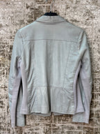 Pastel Blue Leather Blazer Jacket