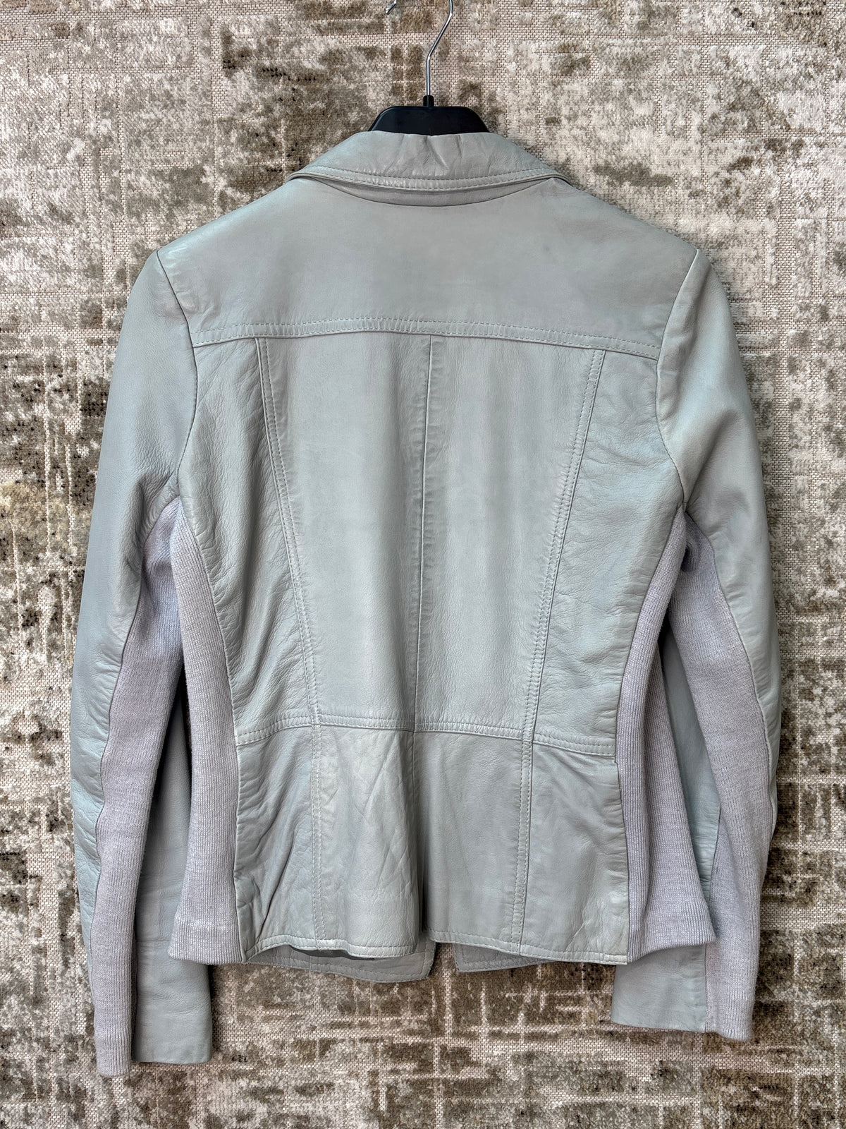 Pastel Blue Leather Blazer Jacket