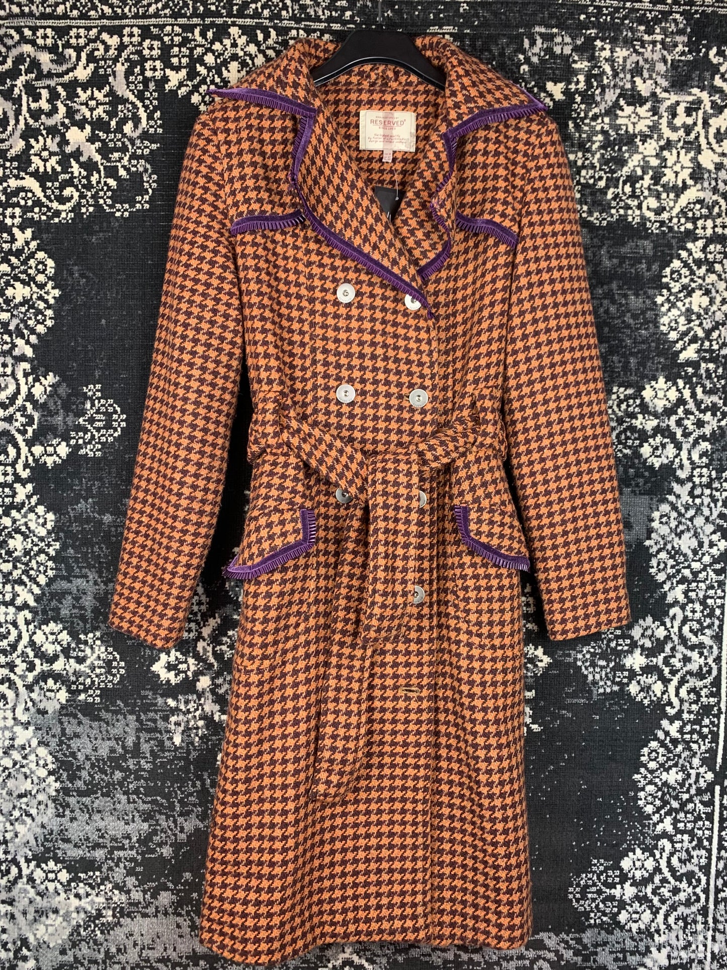 Reserved Vintage Houndstooth Wool Blend Coat