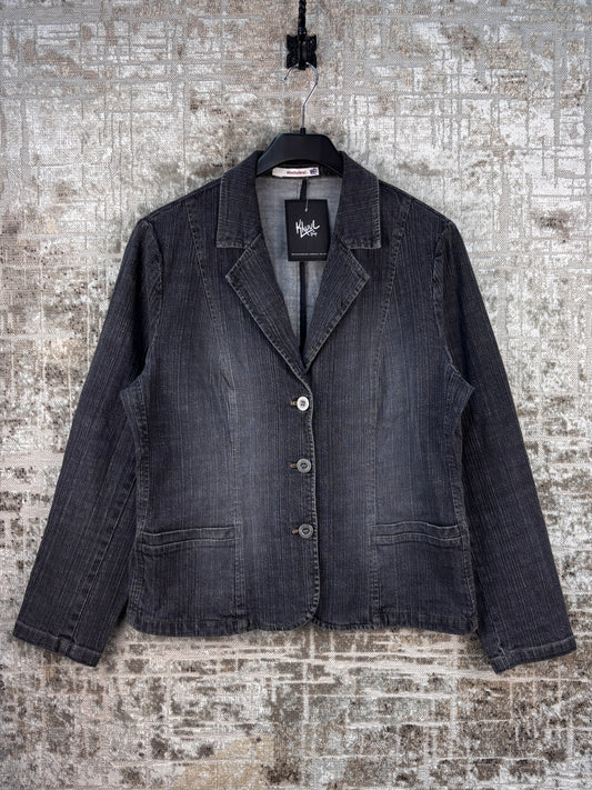 Women's Vintage Dark Grey Denim Blazer