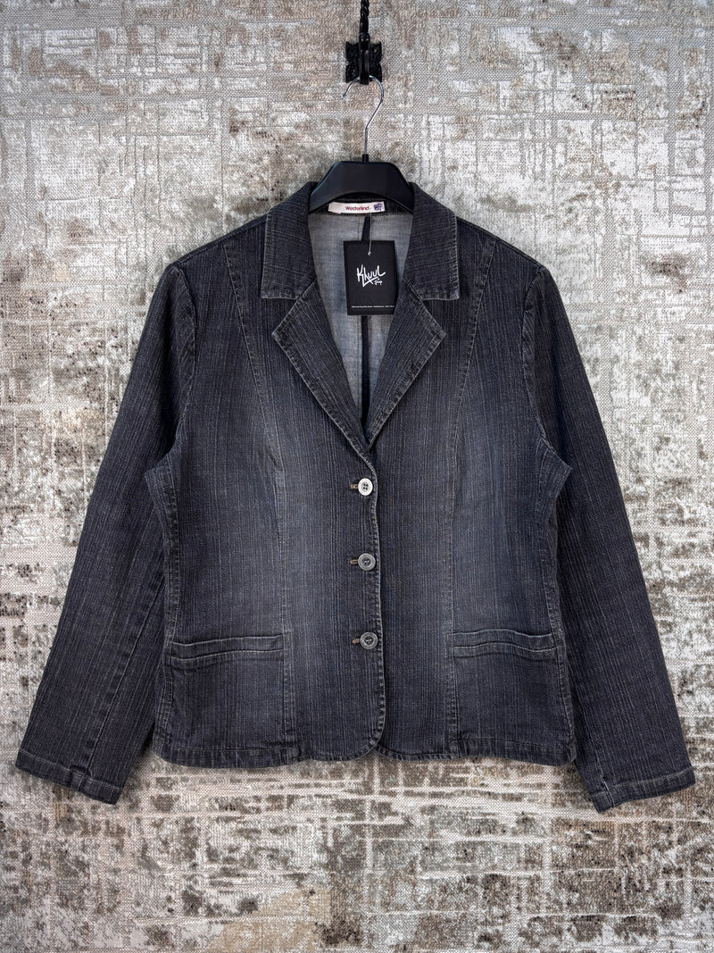 Women's Vintage Dark Grey Denim Blazer