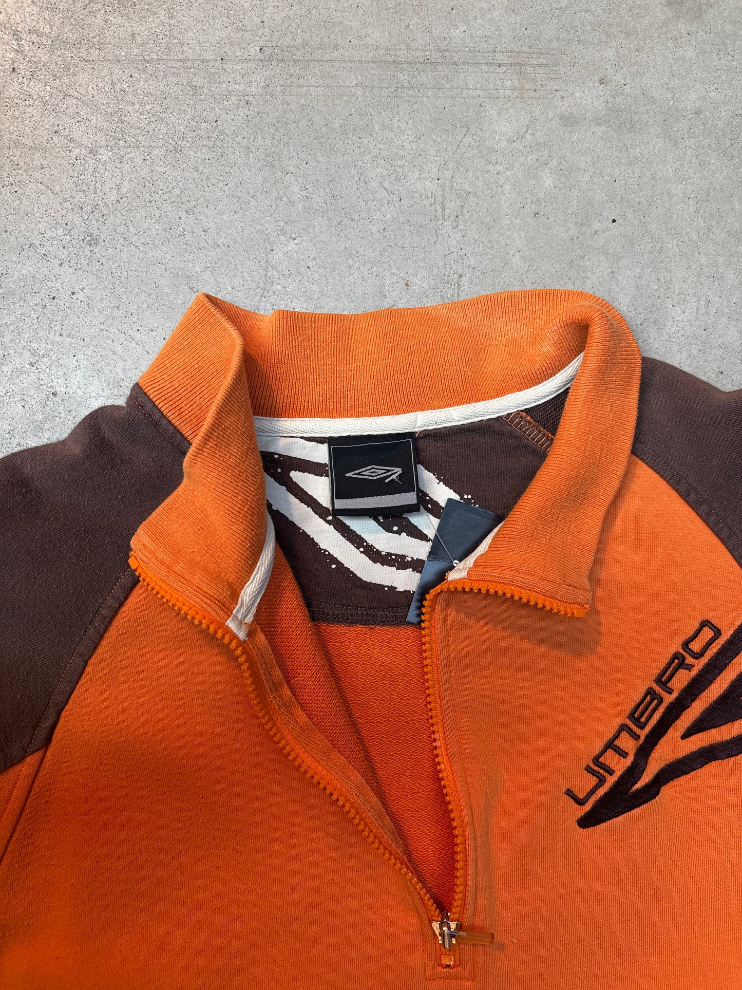 Y2K Men's Umbro Orange Zip Up Hoodie
