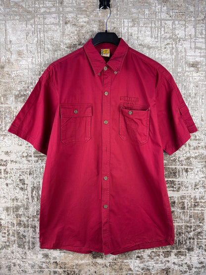 Mens Vintage Camel Sport Red Button Up Shirt