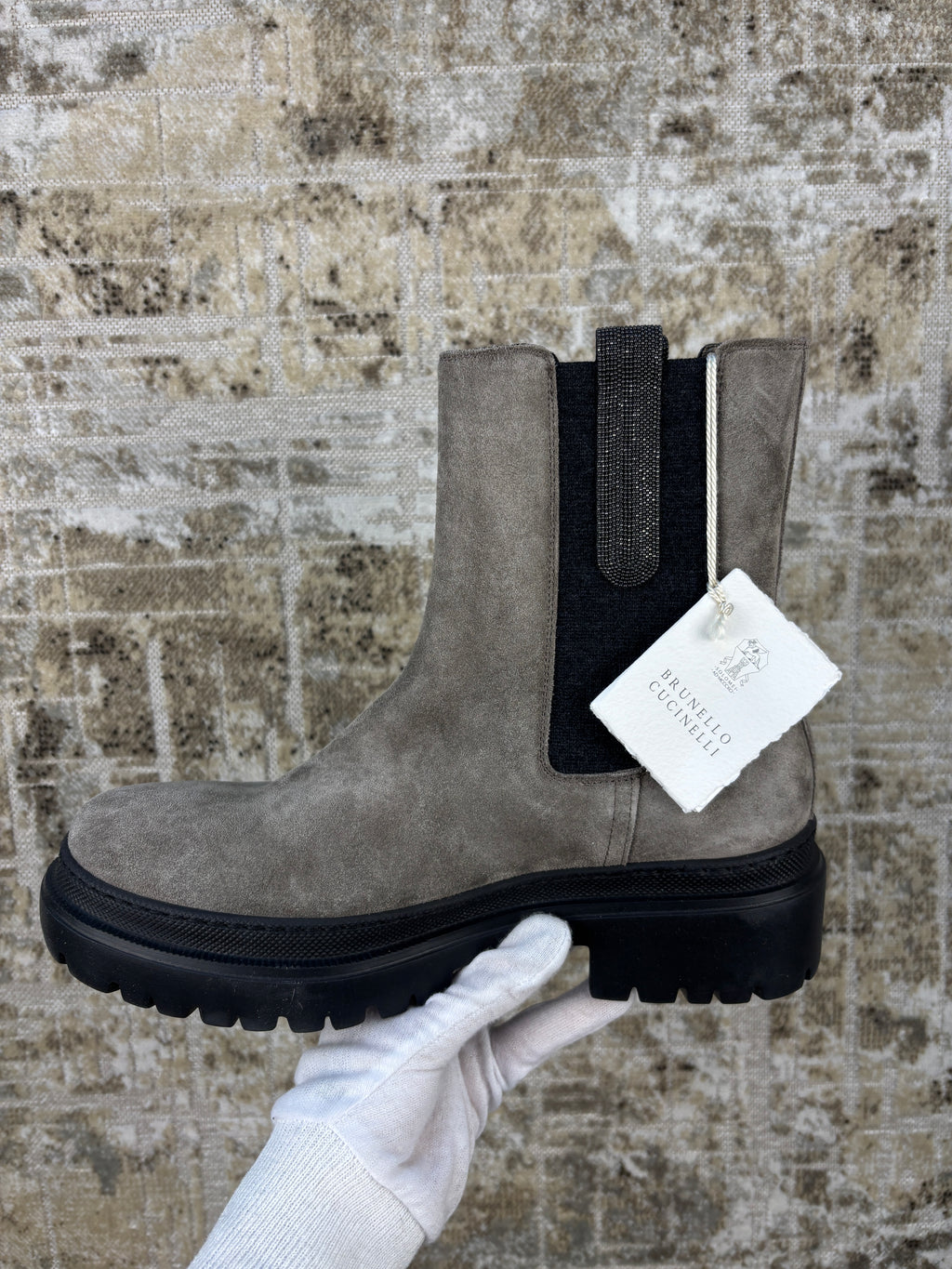 Brunello Cucinelli Gray Suede Chelsea Boots