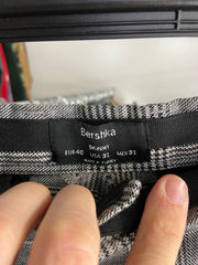 Bershka Suit Pants Checked Grey Mens 31 Zipper
