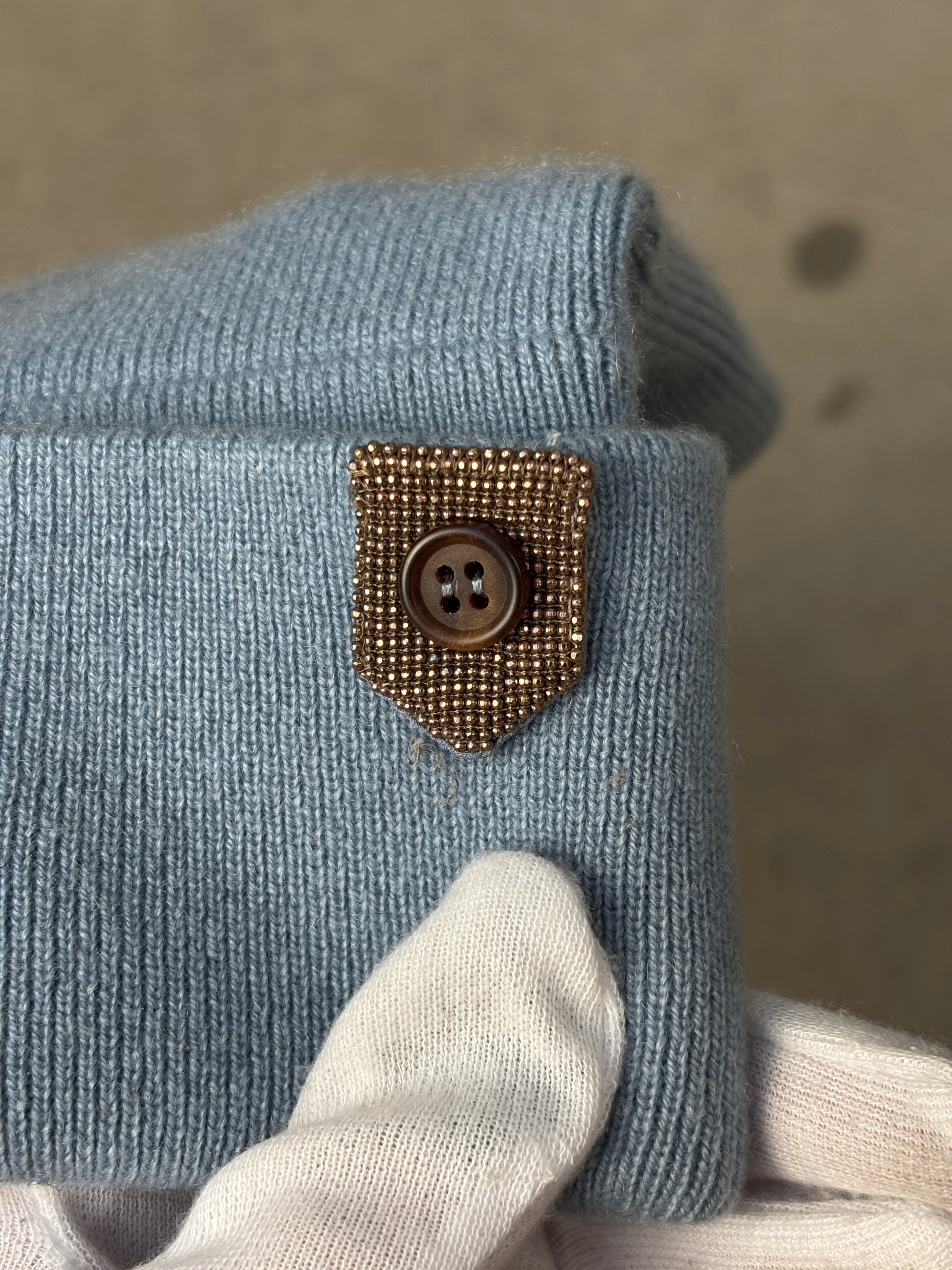 Brunello Cucinelli Cashmere Light Blue Knit Beanie