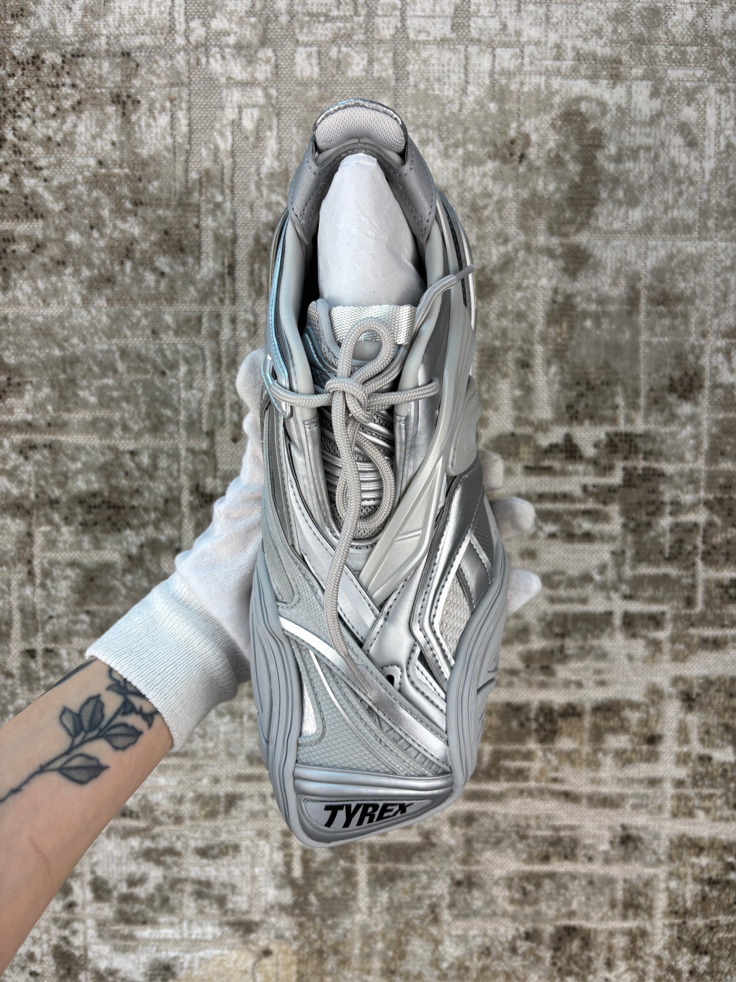 Balenciaga Metallic Silver Low Top Sneakers