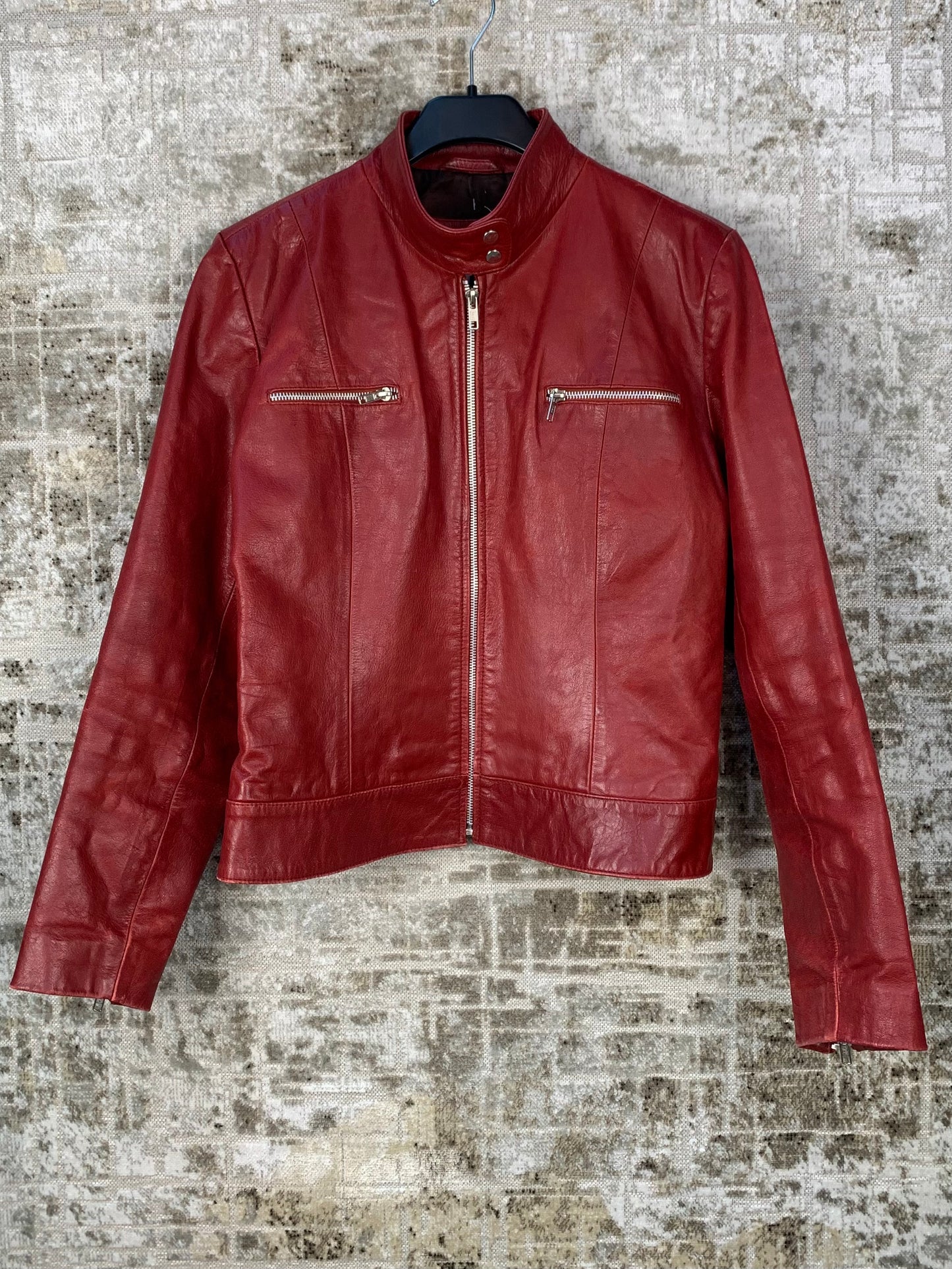 Women's Dark Red Leather Jacket