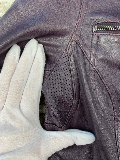 Womens Y2K Purple Leather Zip Up Jacket