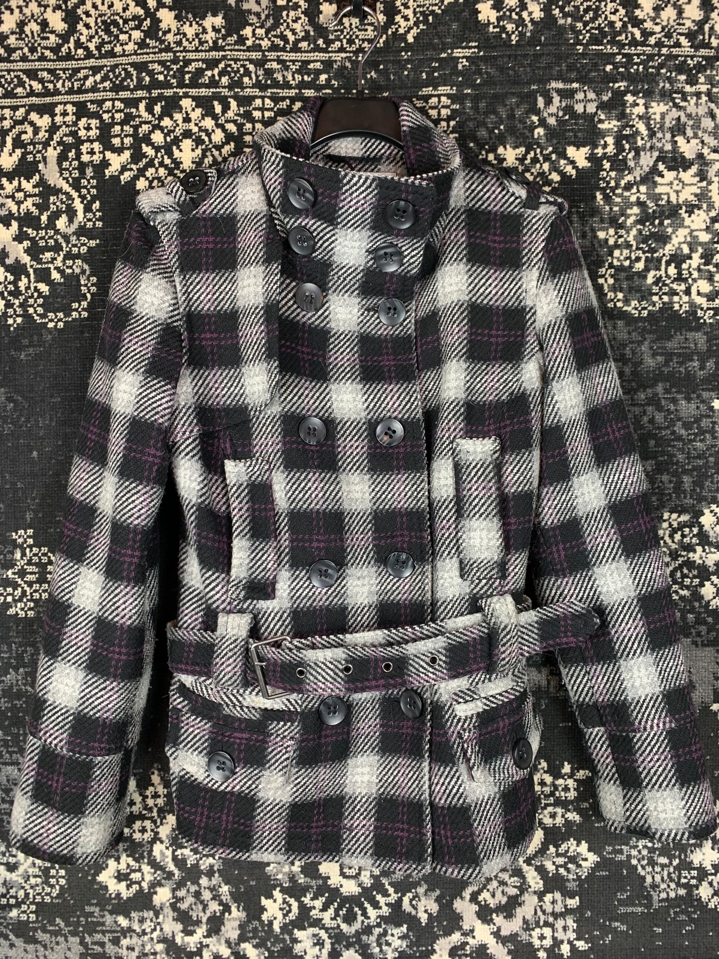 Clockhouse Y2K Style Checkered Wool-Blend Jacket