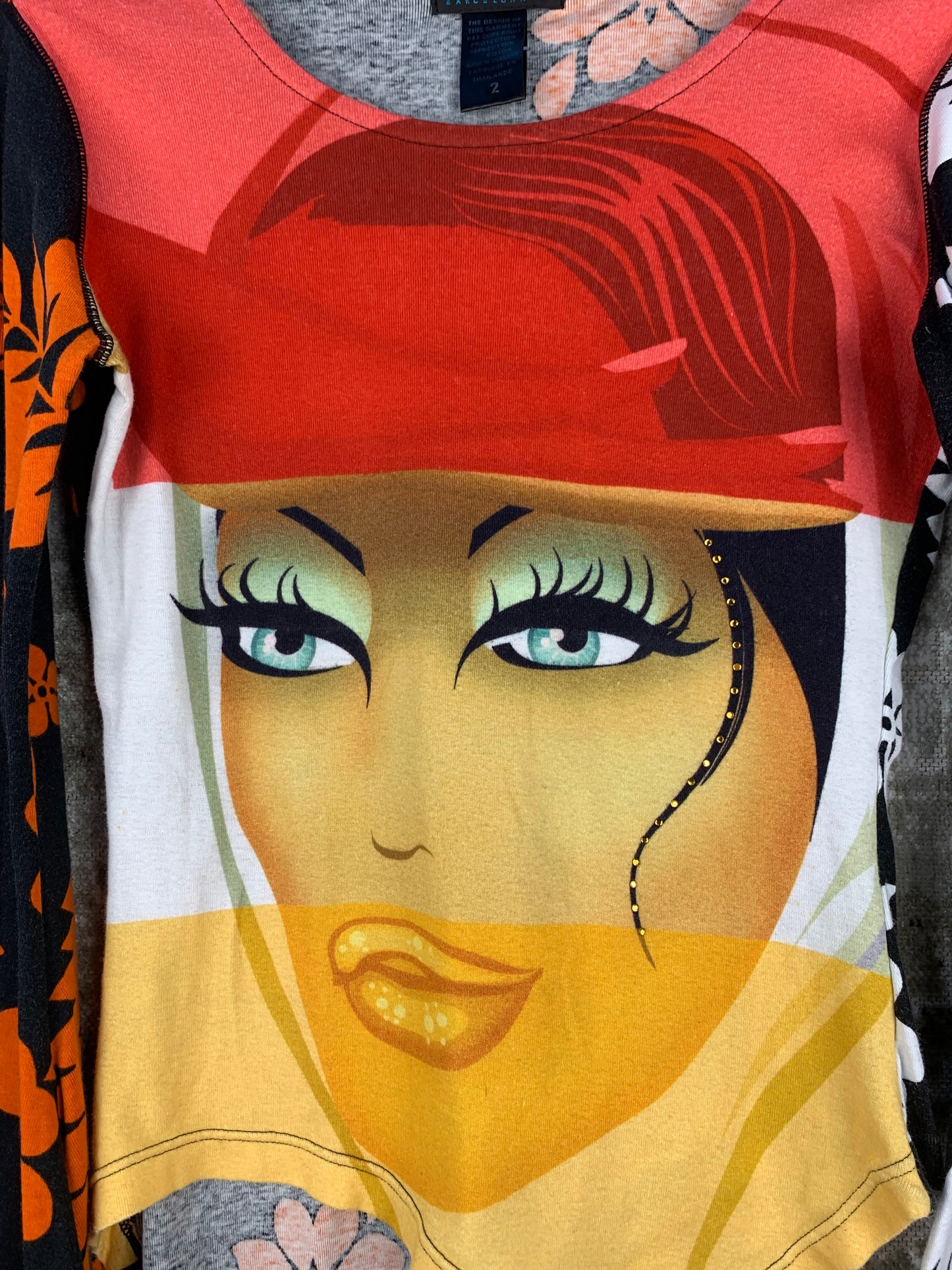 Womens Y2K Custo Barcelona Graphic Long Sleeve Top