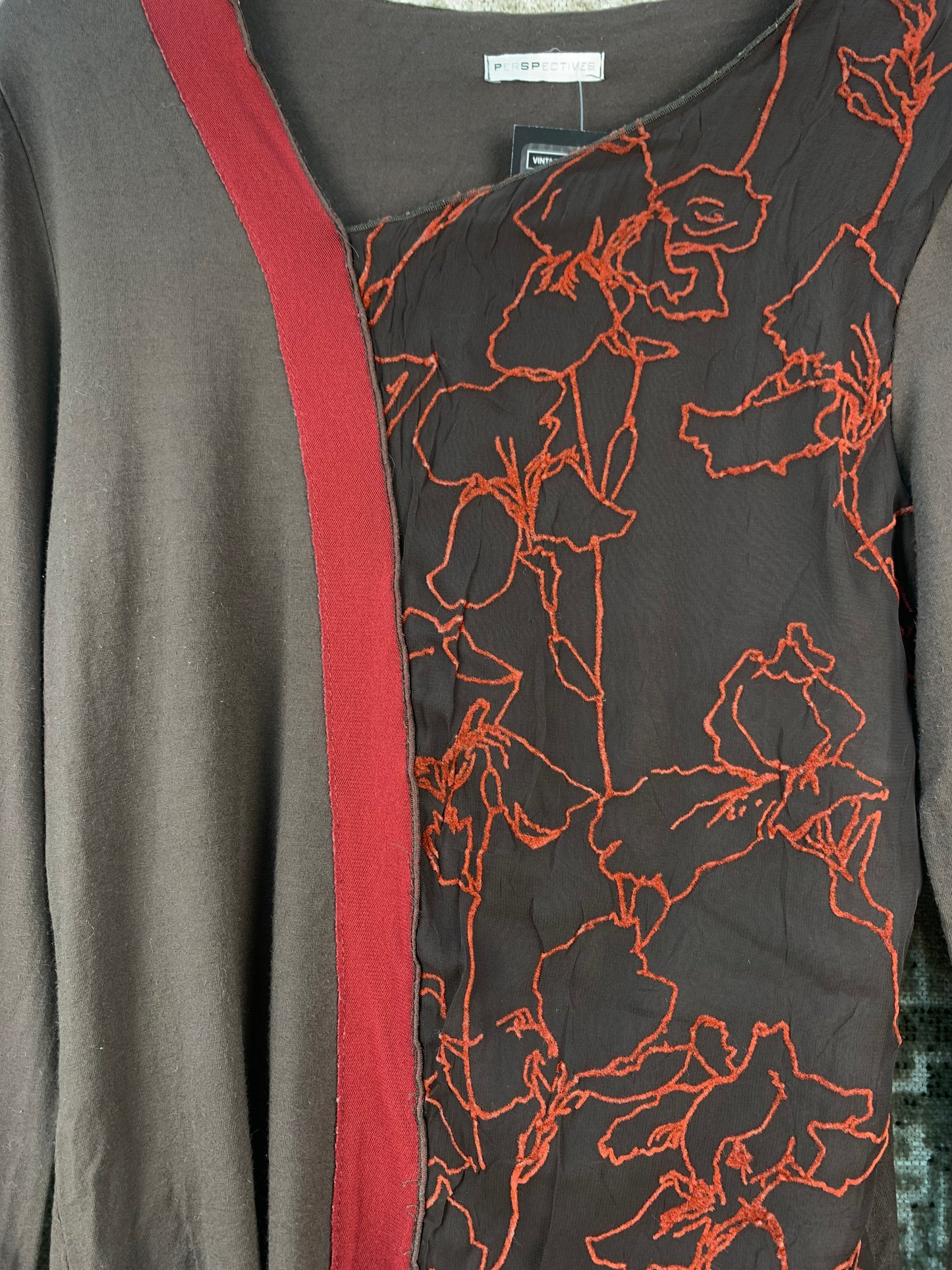 Womens Y2K Brown Long Sleeve Top