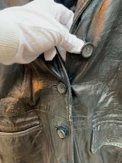 B. Young Vintage Black Leather Trench Coat