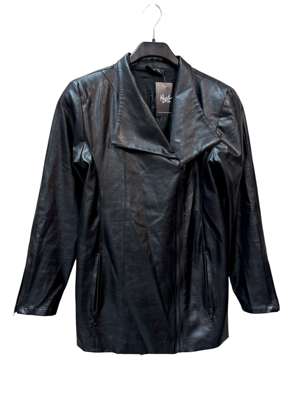 La Rose Faux Leather Asymmetric Zip Jacket