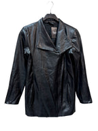 La Rose Faux Leather Asymmetric Zip Jacket
