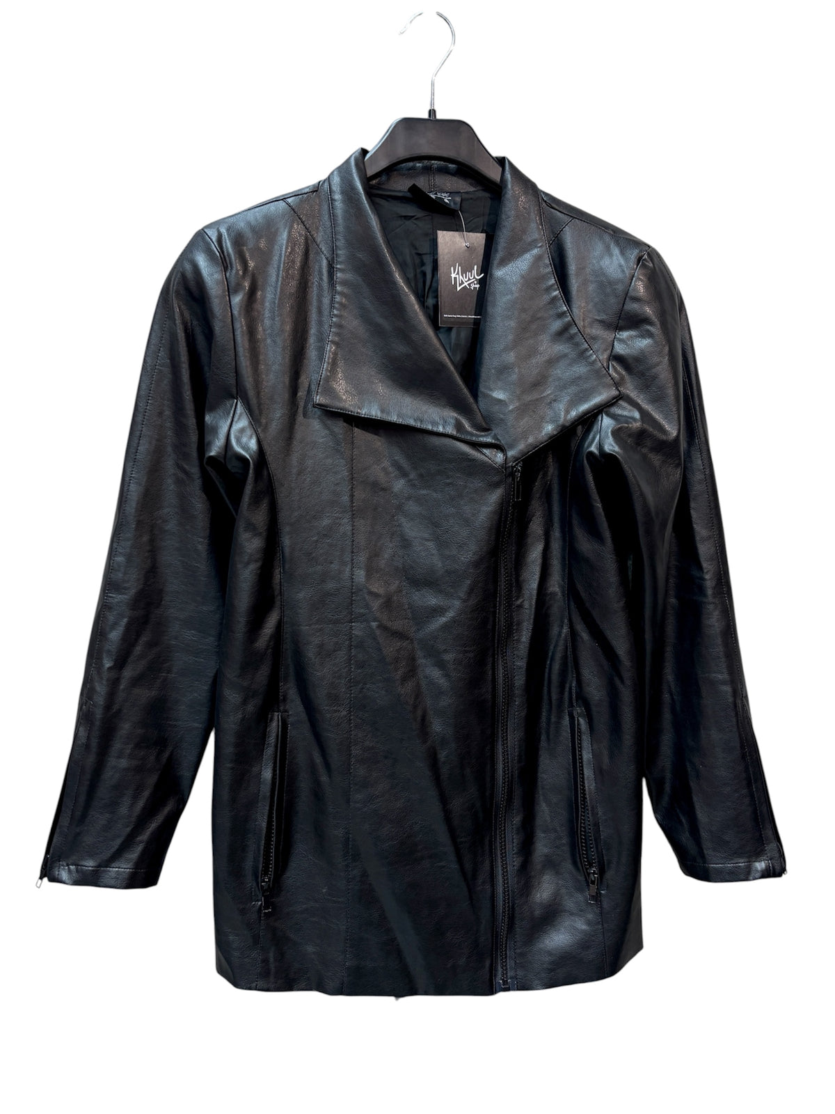 La Rose Faux Leather Asymmetric Zip Jacket