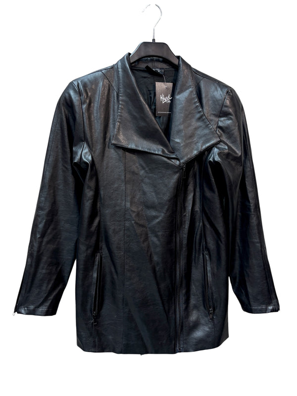 La Rose Faux Leather Asymmetric Zip Jacket