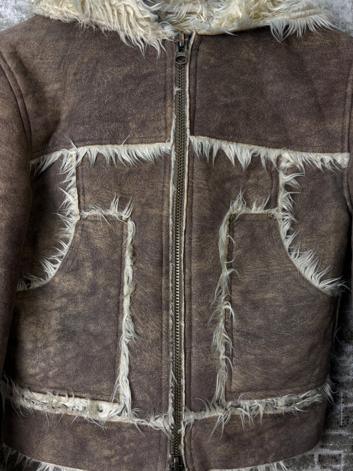 United Y2K Faux Shearling Hooded Jacket