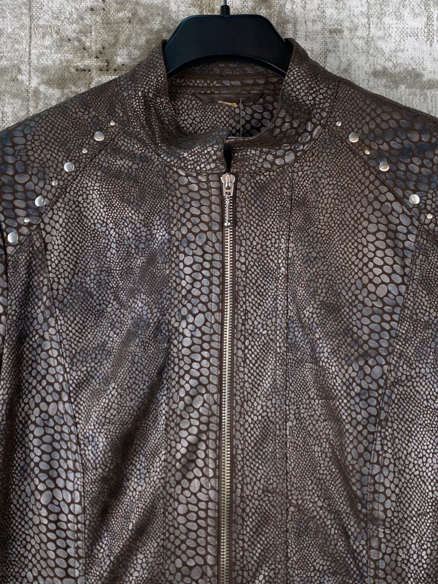 Women's Y2K Brown Snakeskin Pattern Brown Jacket