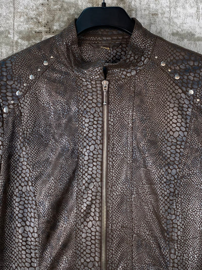 Women's Y2K Brown Snakeskin Pattern Brown Jacket