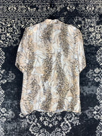 Vintage Women's Cheetah Patterned Viscose Button-Up Shirt