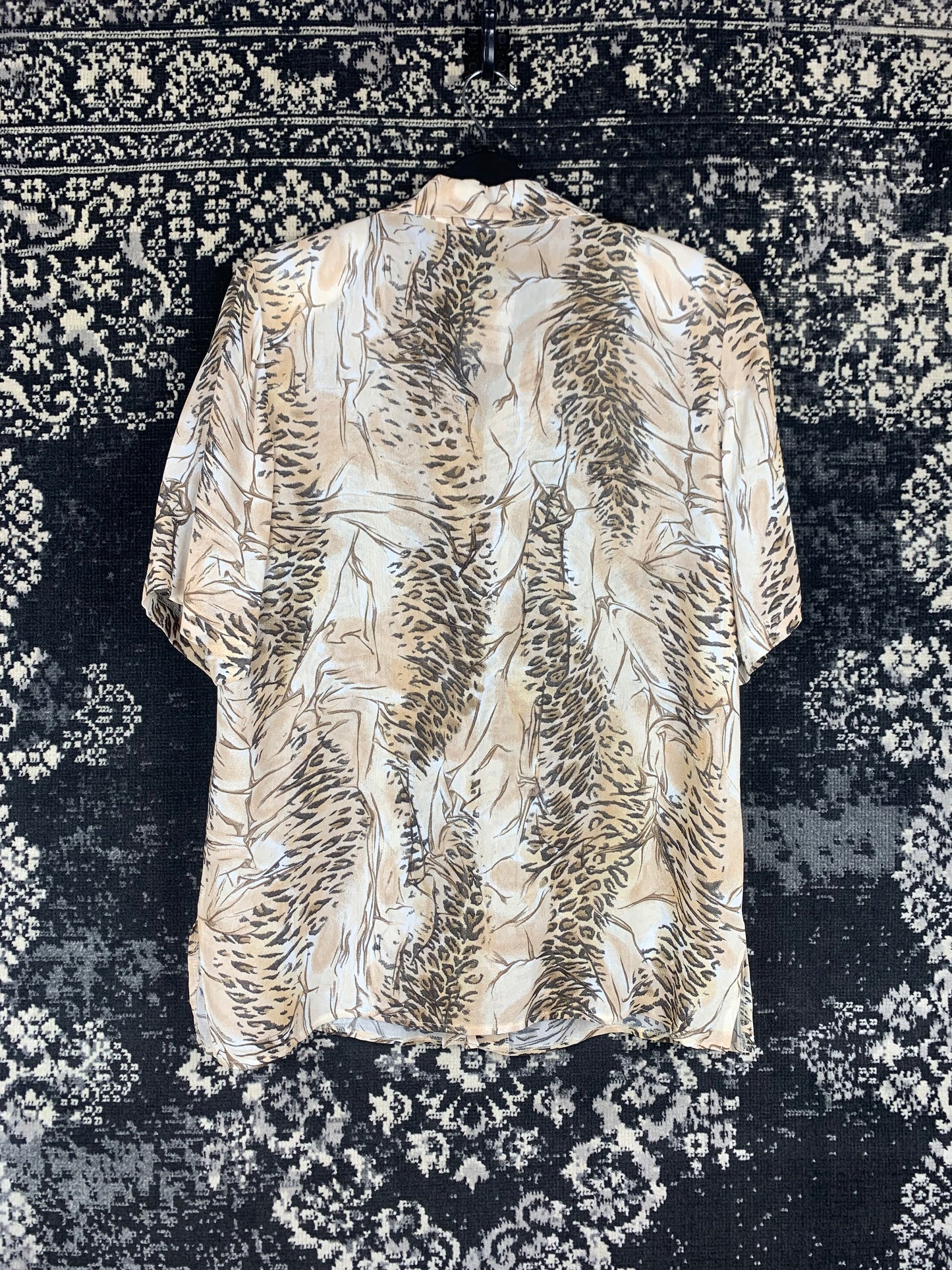 Vintage Women's Cheetah Patterned Viscose Button-Up Shirt