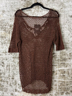 Y2K Beaded Crochet Net Knit Top