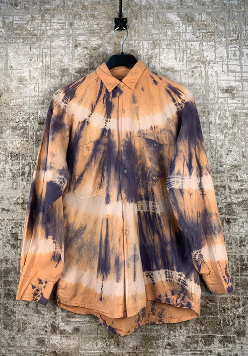 Men's Vintage Tie Dye Long Sleeve Button Up Shirt