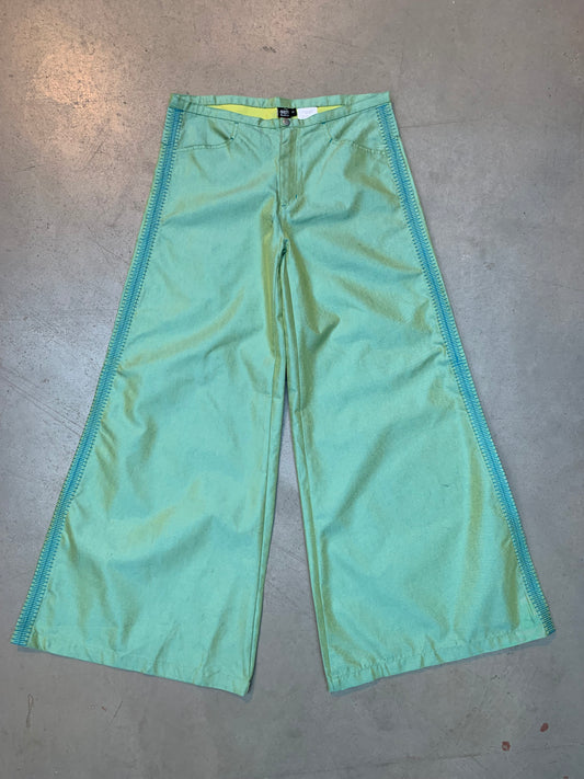 Men's Green Shimmery Wide Leg Trousers