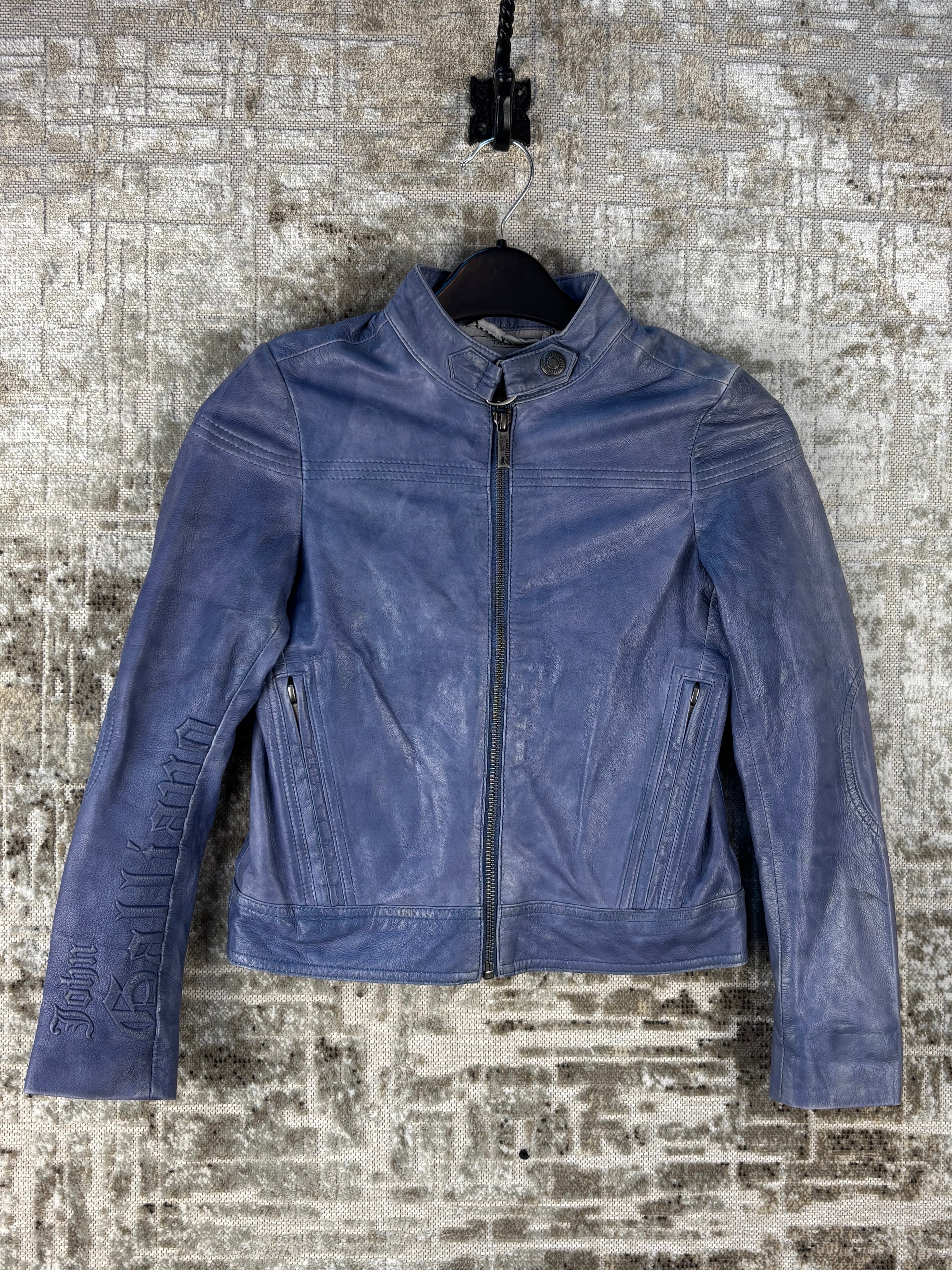 Kids Vintage John Galliano Blue Leather Jacket