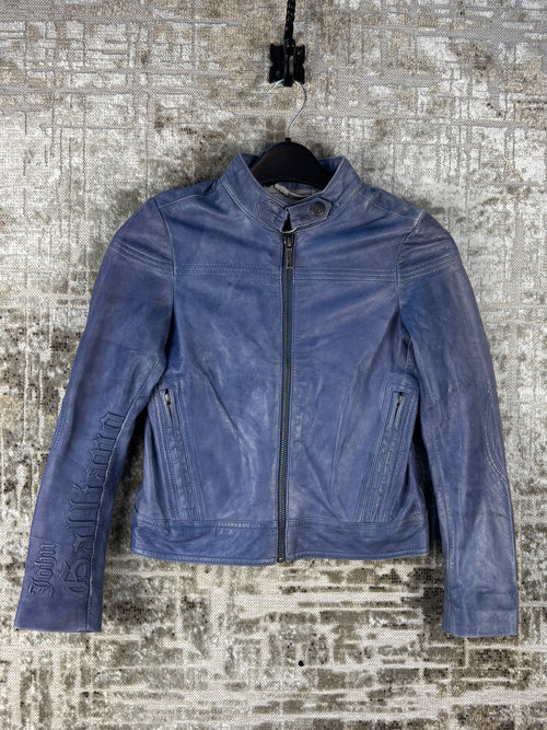Kids Vintage John Galliano Blue Leather Jacket