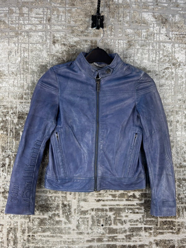 Kids Vintage John Galliano Blue Leather Jacket