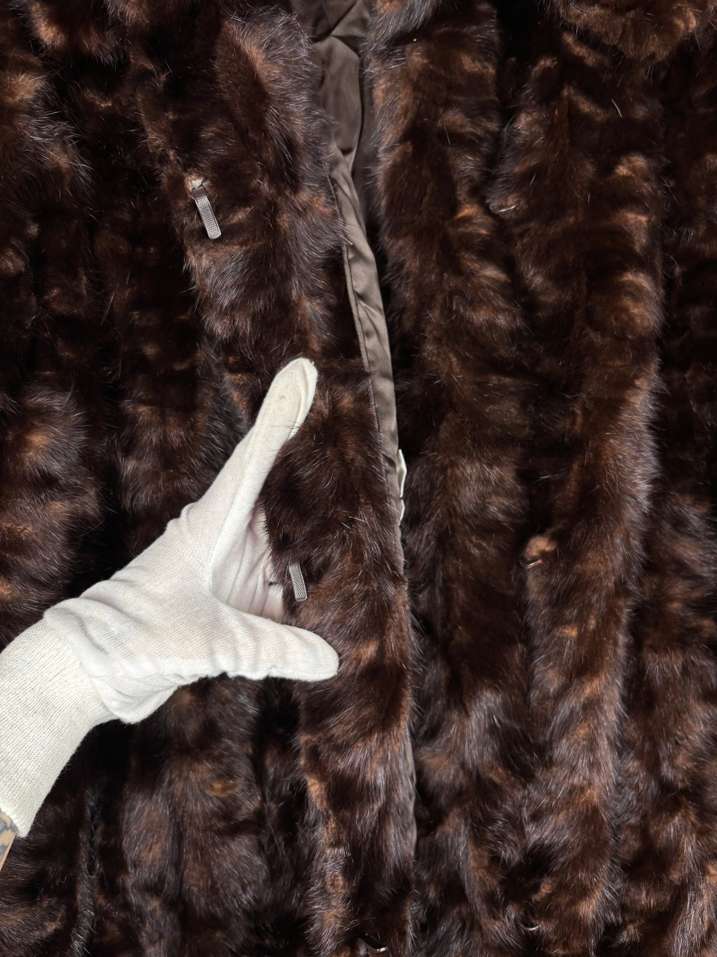 Women's Vintage Dark Brown Genuine Mink Fur Long Coat