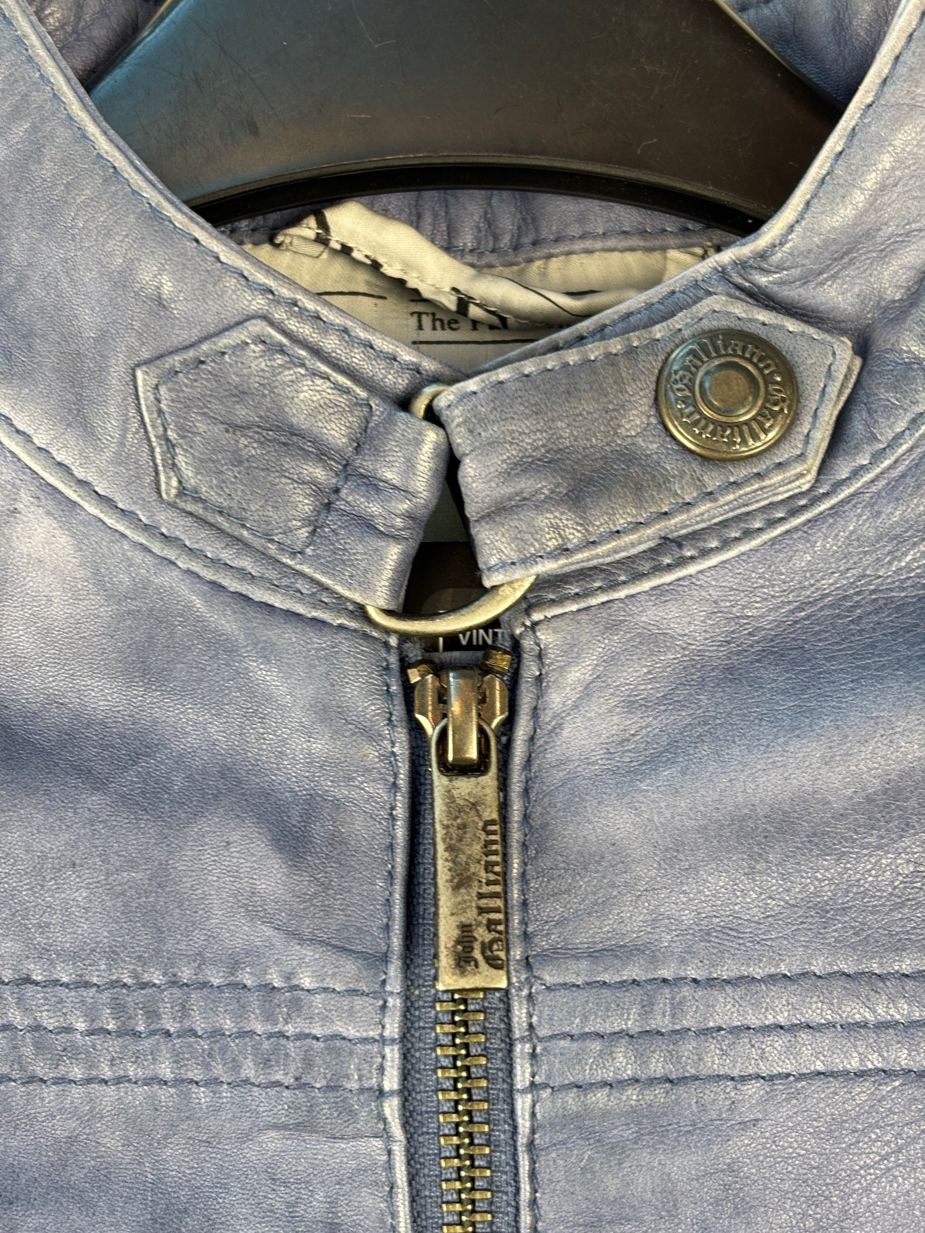Kids Vintage John Galliano Blue Leather Jacket