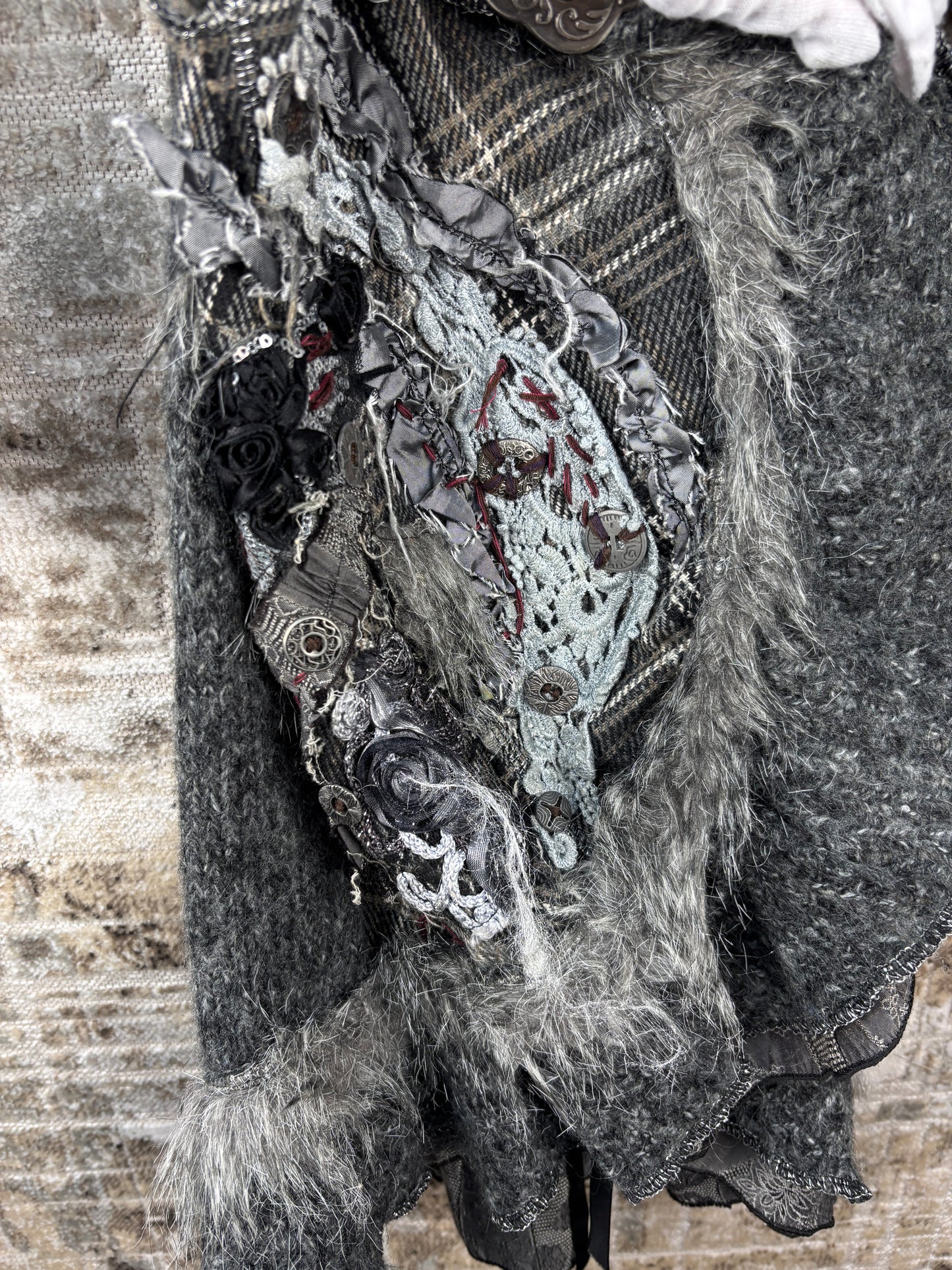 Women's Y2K Vintage Steampunk Grey Knit Cardigan