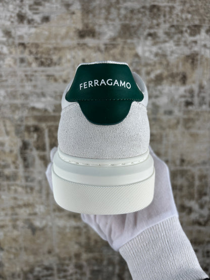 Ferragamo Gancini-Patch Calfskin Leather Sneakers