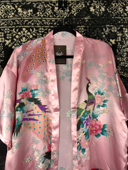 Women's Pink Japanese Style Silk Kimono Robe