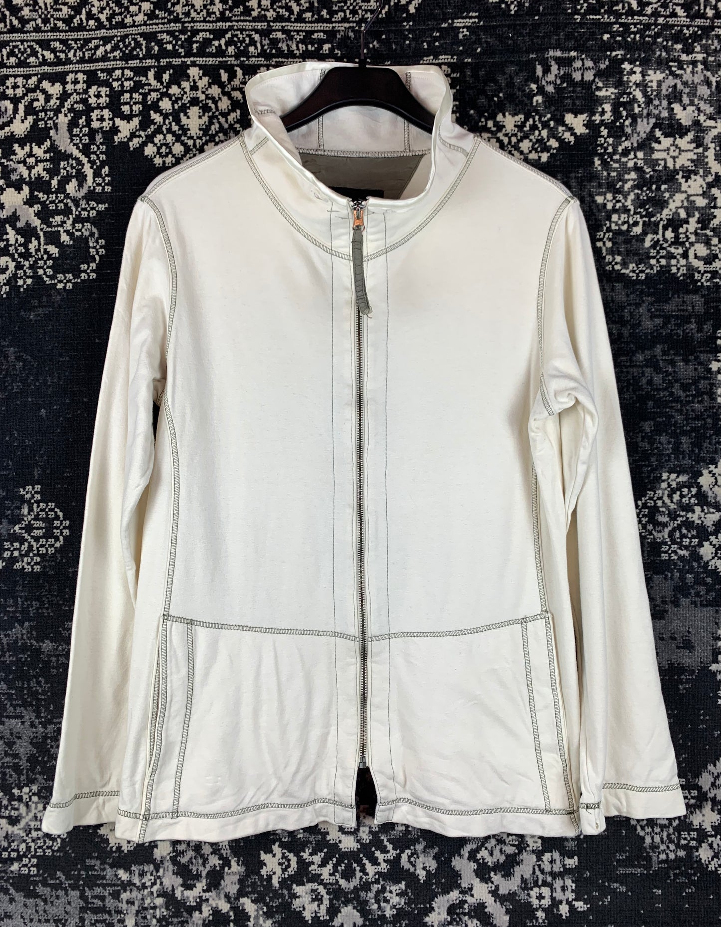 Men's Y2K Style Creamy White Zip-up Hoodie