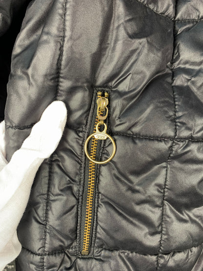 Puma Black Quilted Jacket with Gold Zip Detail