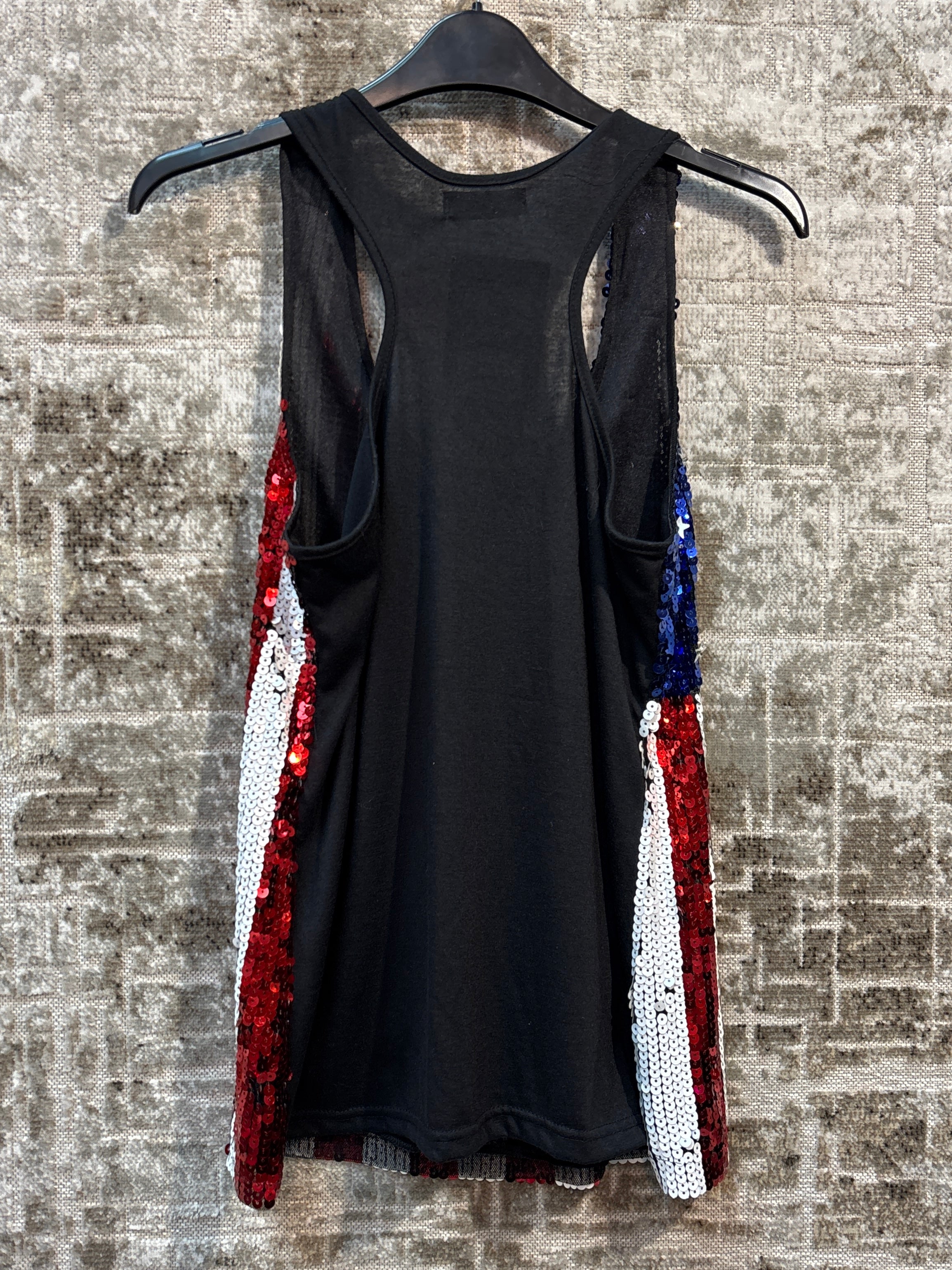 Maner American Flag Sequin Tank Top