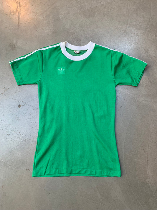 Vintage Adidas Trefoil Green White T-Shirt West-Germany