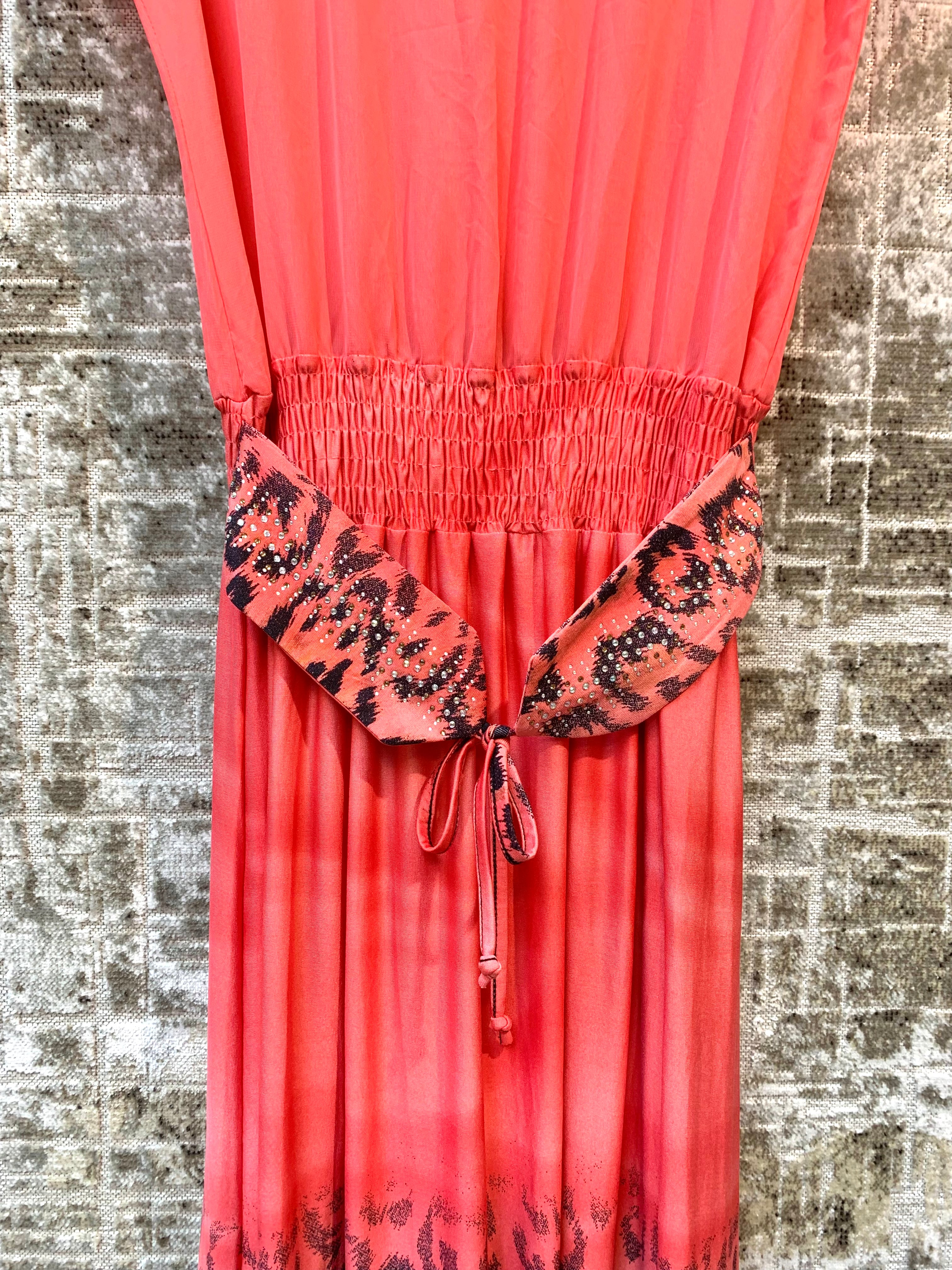 Picca's Coral Leopard Ombre Maxi Dress